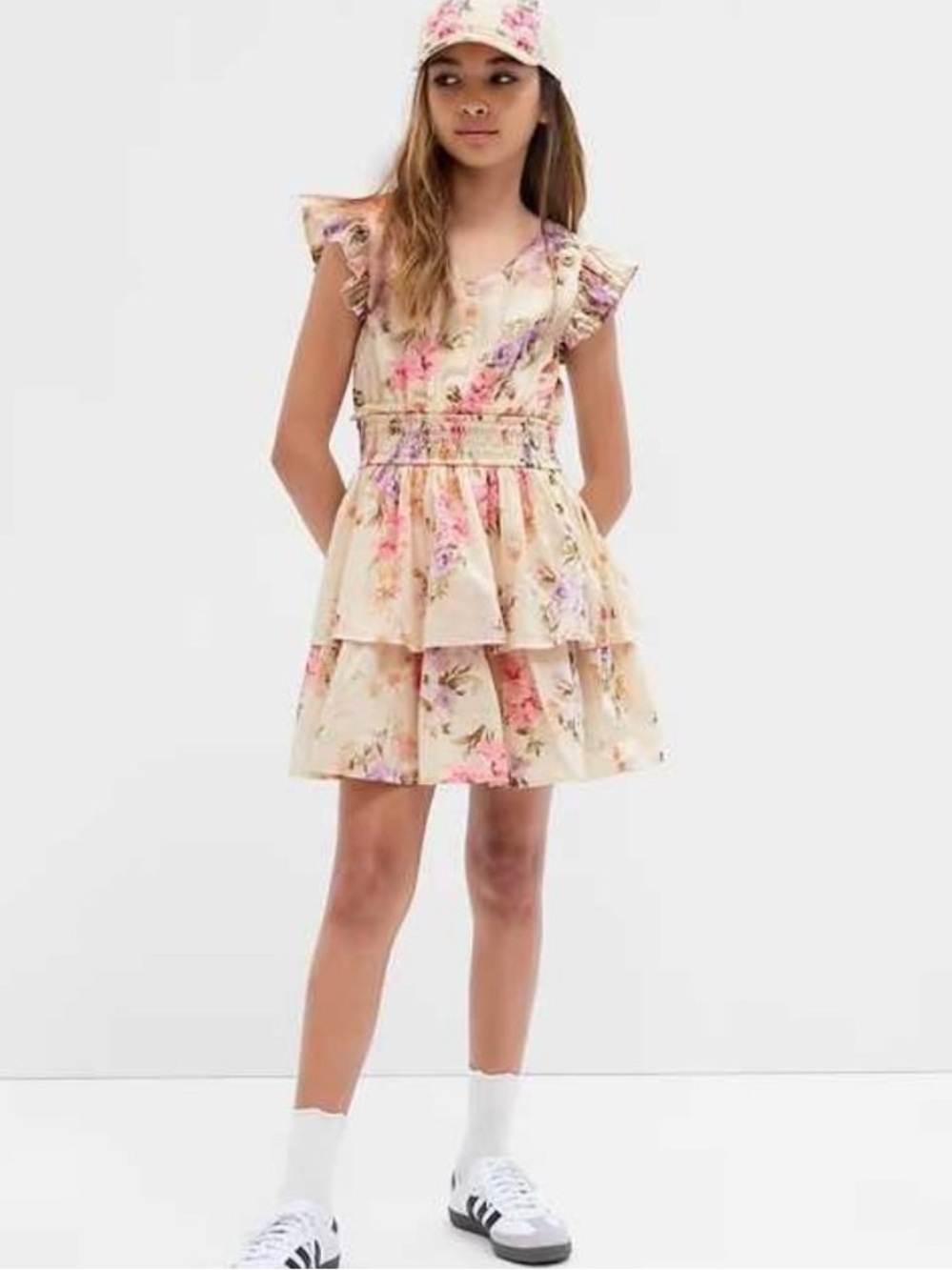 Gap × LoveShackFancy Kids Floral Flutter Sleeve Mini Dress